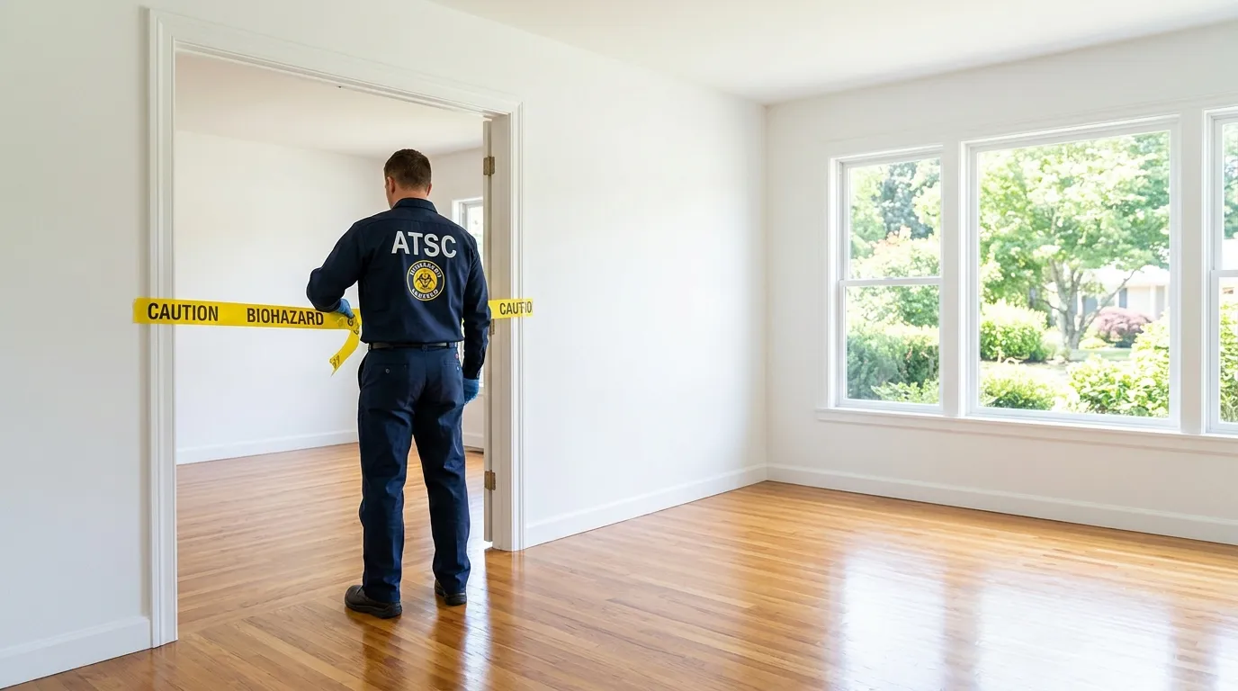 Certified biohazard cleanup crew performing Decomposition Cleanup in College Station